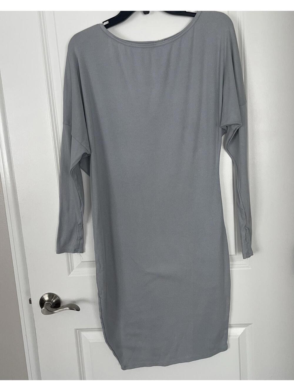 Go Couture Womens Stretch Gray  Crew Neck Long Sleeve Dress Size M